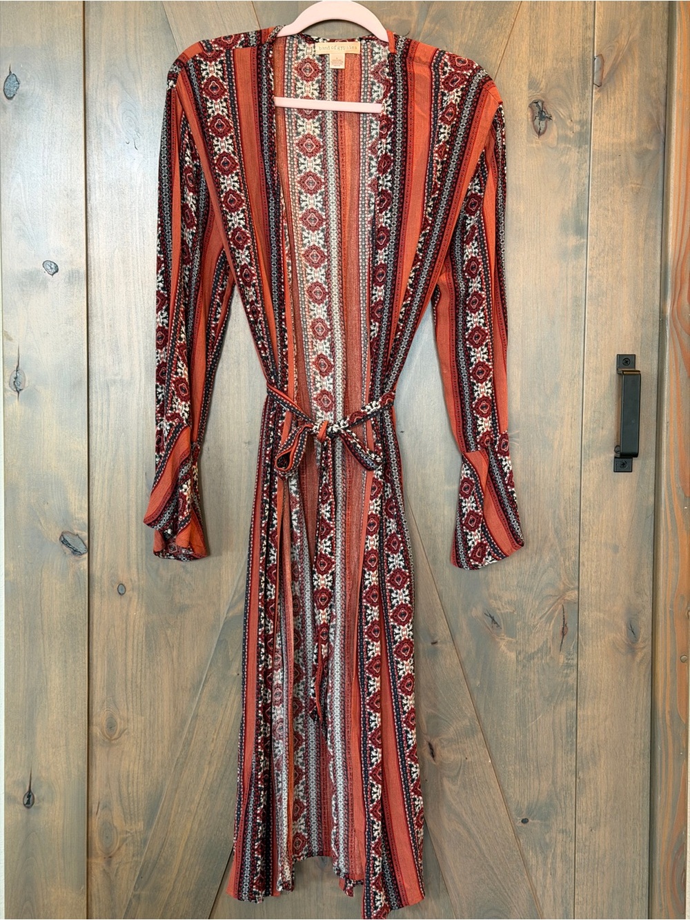 Band of Gypsies Kimono Rust and Black Striped Maxi Duster Size Small